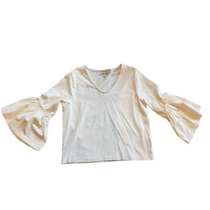 Madewell Women's Cream Bell Ruffle Sleeve Top, Small